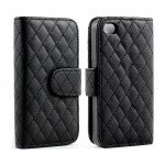 Wholesale iPhone 5 5S Square Flip Leather Wallet Case with Stand  (Black)